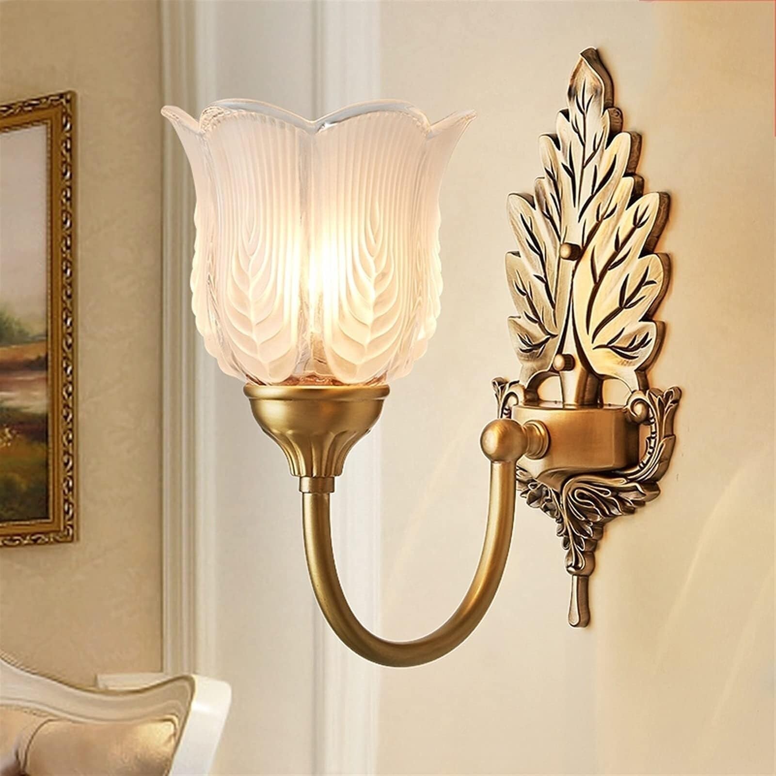 Applique da Parete per Interni Stile retrò in Ottone E Vetro per Bagno Lampade da Parete Moderne per Sala da Pranzo/Soggiorno Corridoio Balcone Stile Rustico