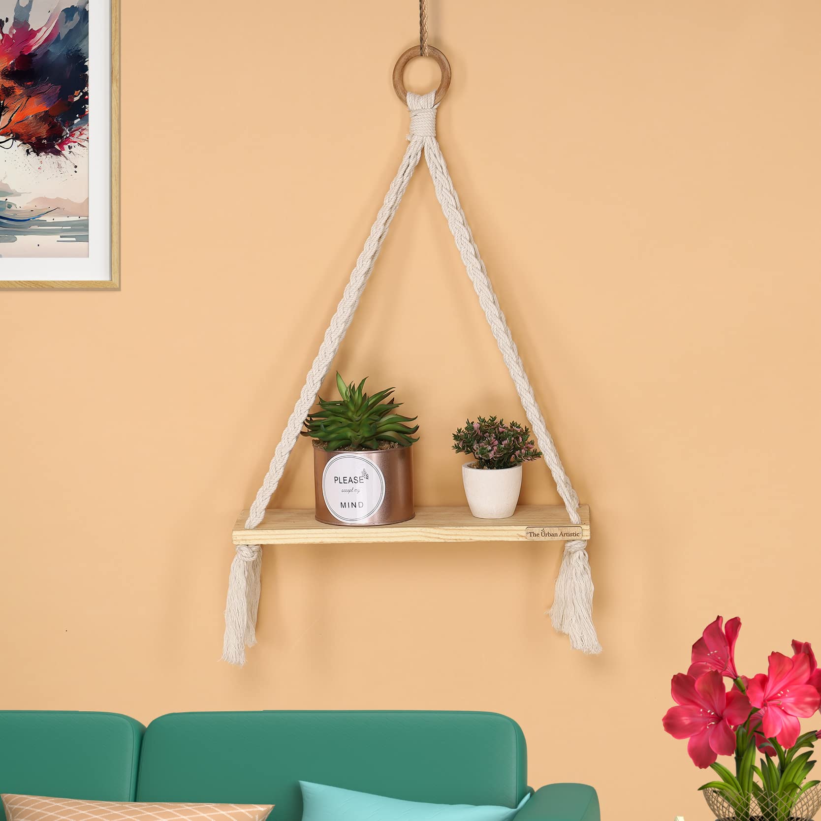 THE URBAN ARTISTIC Macrame Wall Hanging Modern Shelf Wood Floating Shelves (B0C6MTK2H7) Amazon Price History, Amazon Price Tracker
