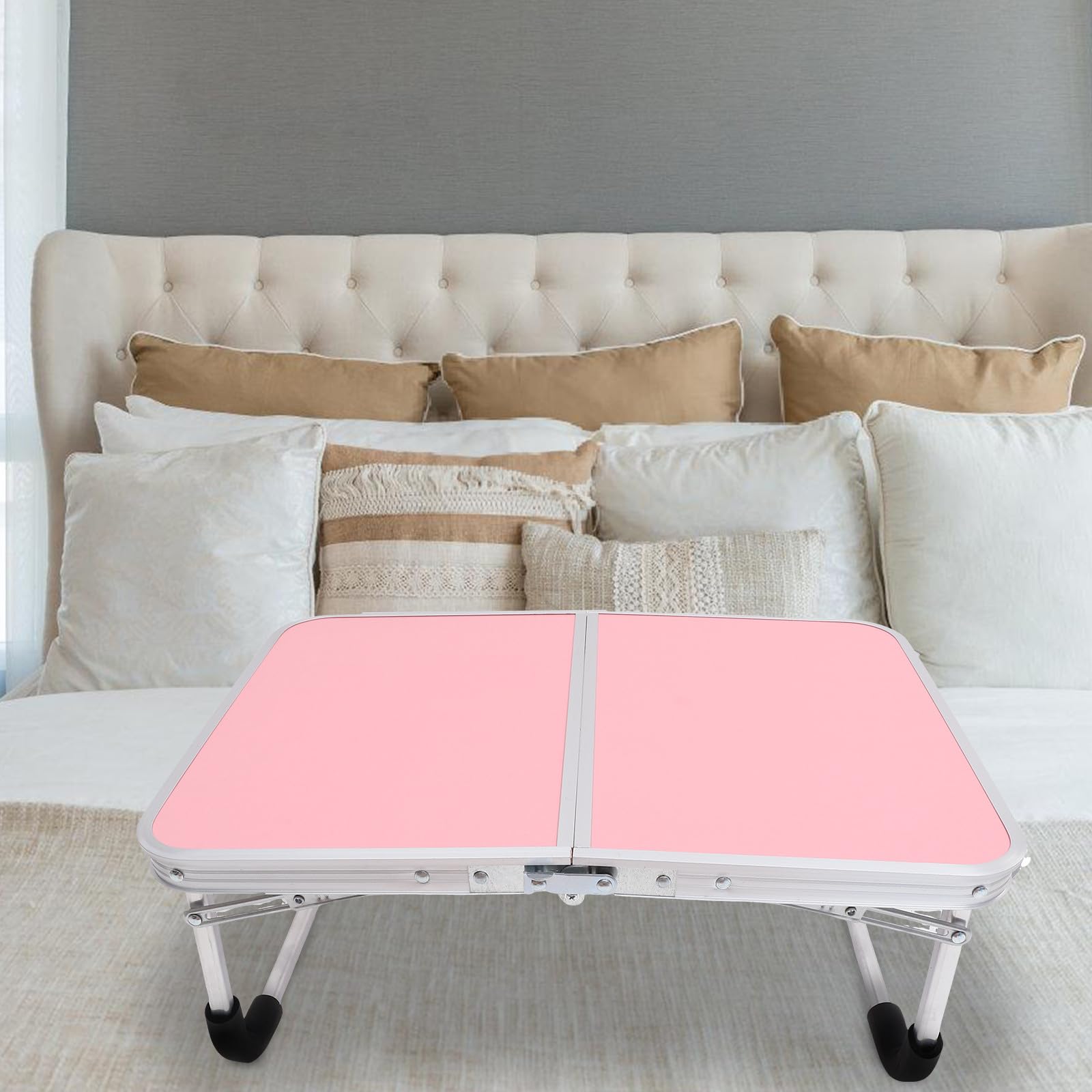Składany przenośny stolik do łóżka - stop aluminium 60 cm x 40 cm x 28 cm lekki i łatwy do przenoszenia unikalny wzór kaktusa do domowego łóżka i użytku w podróży