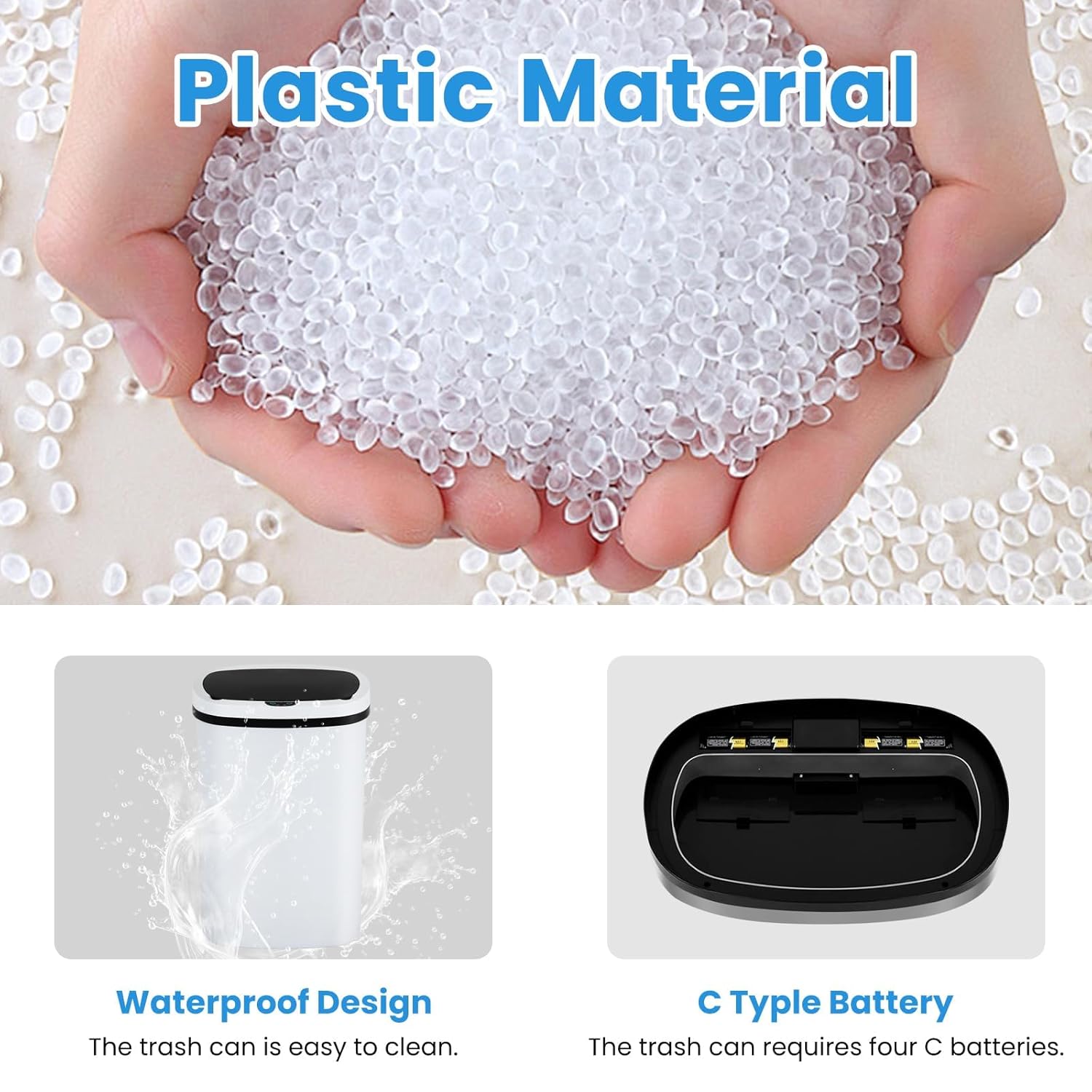 Bigacc 13 Gallon/55 L Kitchen Trash Can with Lid for Dorm, Garbage Can with Touch-Free Lid, Mute Designed Automatic Trash Can for Kitchen Bedroom Office, Odor Control Trash Bin, Plastic