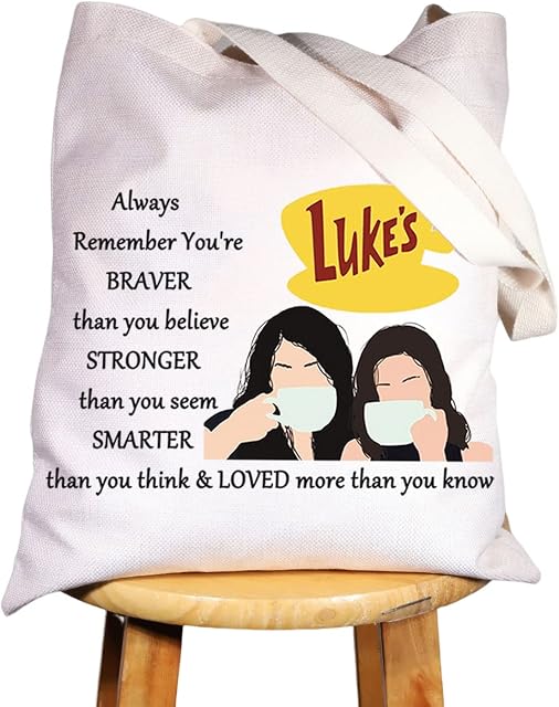WZMPA Luke's Diner Cosmetic Bag Coffee Inspired Gift You Are Braver Stronger Smarter Than You Think Luke's Diner Makeup Zipper Pouch Bag For Women Girls, Always Gil Tote, Fit
