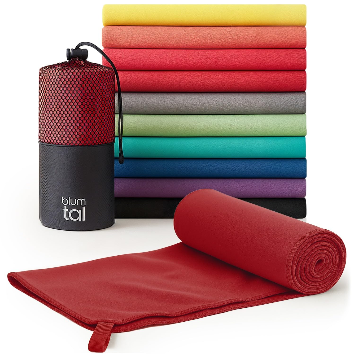 Blumtal Toalla Microfibra 140x70 cm - Toallas Gimnasio de Microfibra de Secado rápido - Toalla Gym - Toallas para Gimnasio - Toalla Microfibra Gimnasio - Toalla Gym - Rojo