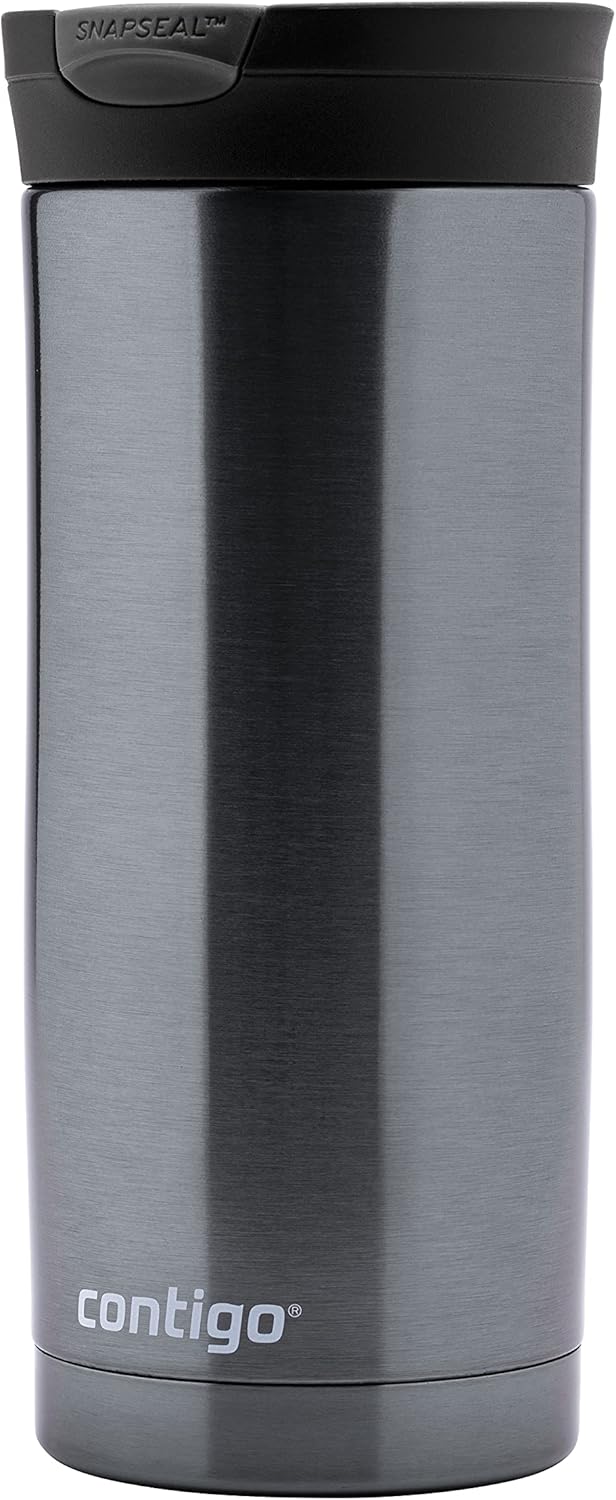 Contigo Huron Snapseal Travel Mug, Stainless Steel Thermal Mug, Vacuum Flask, Leakproof Tumbler, Coffee Mug with BPA Free Easy-Clean Lid, 470 ml