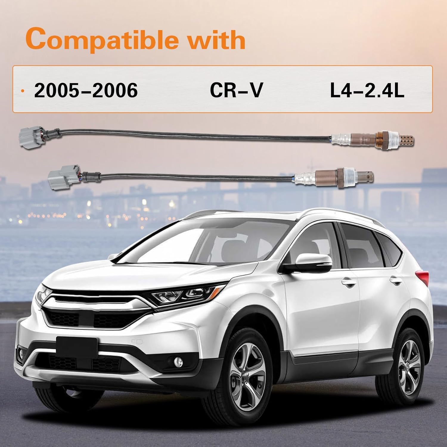 2Pcs Upstream and Downstream Oxygen O2 Sensor for 2005-2006 CRV CR-V L4-2.4L OE#250-241123, 250241123, 250-54046, 25054046