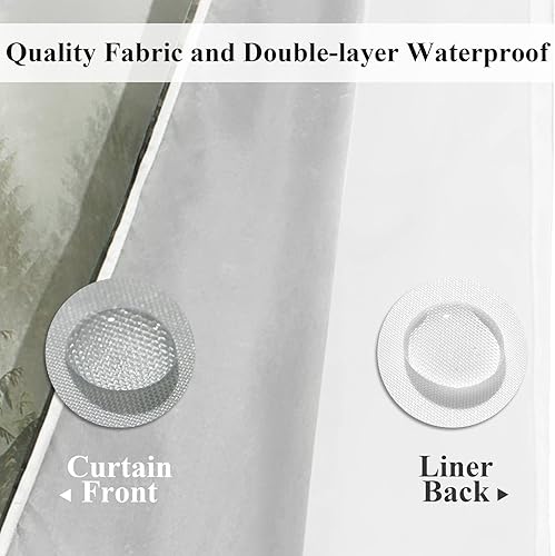 Miniatura 8 de ORTIGIA Misty Forest - Cortina de ducha con forro para baño, juego de cortina de ducha natural de doble capa verde oscuro con ventana superior