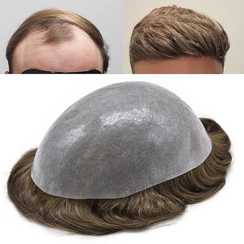 Mens Toupee Sistema de reemplazo de cabello humano para hombres, postizos polivinílicos tupé para hombres, sistemas capilares para hombre, 8 x 10
