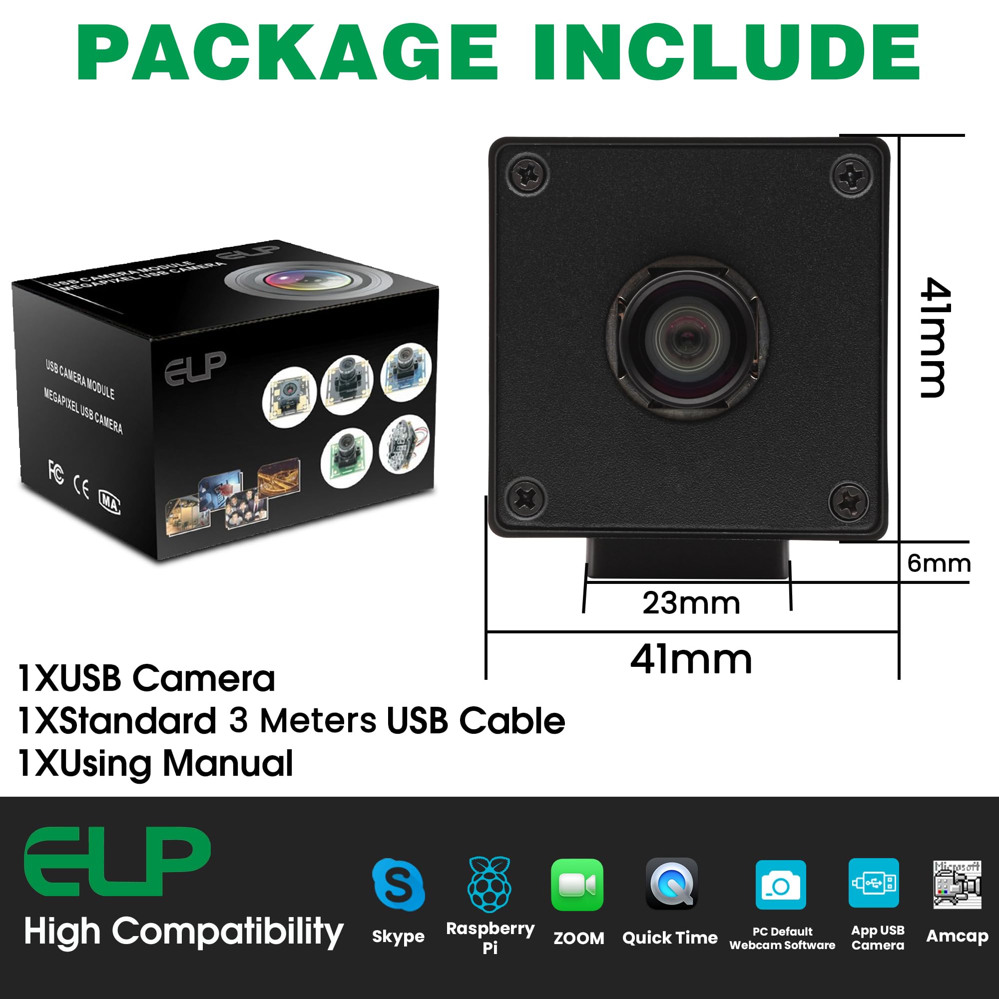 Amazon.co.jp: ELP 1080P 120fps USB オートフォーカスカメラ