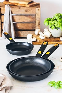 BRA Daily Pro Set of 3 Frying Pans 20-24-28 cm Cast Aluminium