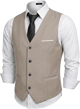 YND Mens Business Suit Vest Slim Fit Jacket Casual Suit Vests