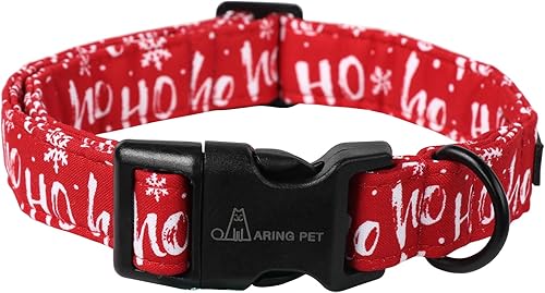 ARING PET Collar de Navidad para perro, lindo collar de perro con copos de nieve rojos, ajustable de algodón, collar de cachorro para perros