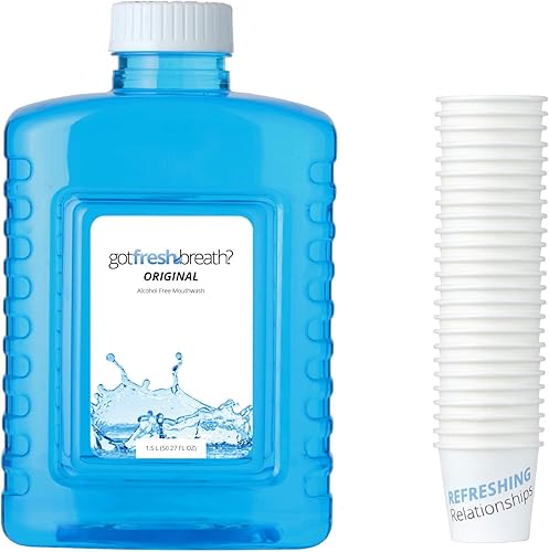 GotFreshBreath Legacy - Estuche para enjuague bucal (sabor original)  6 botellas + tazas  Enjuague bucal sin alcohol  Se adapta a dispensadores