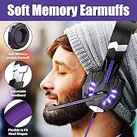 Vista 26 de BENGOO G9000 - Auriculares estéreo para juegos para PS4, PC, Xbox One PS5, cancelación de ruido, auriculares sobre la oreja con micrófono, luz LED