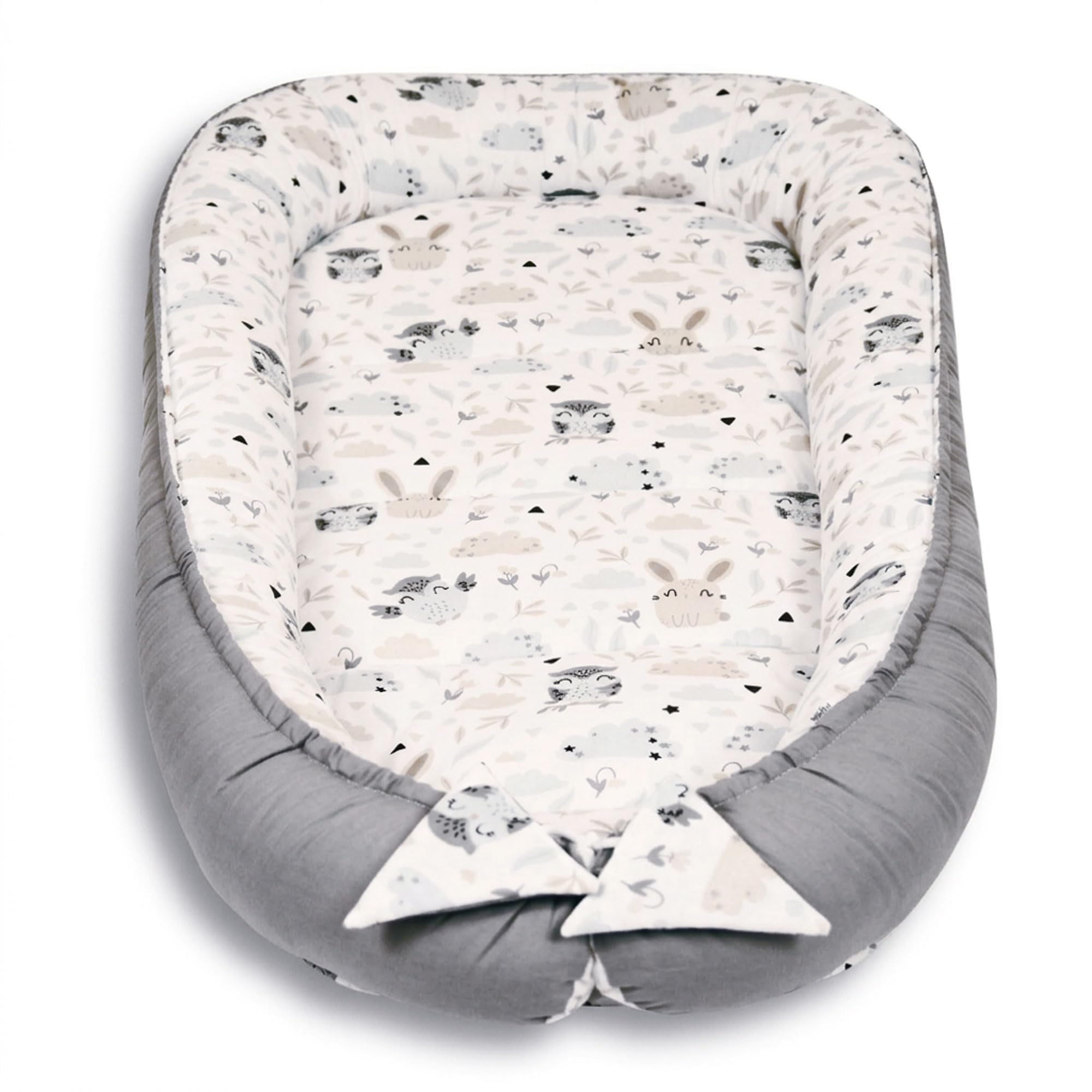 PaLulli Nid de bébé XXL - 120 x 60 cm - Cocon de bébé - Double Face - 100% Coton - pour lit de bébé, lit de Voyage pour bébé et Nourrisson