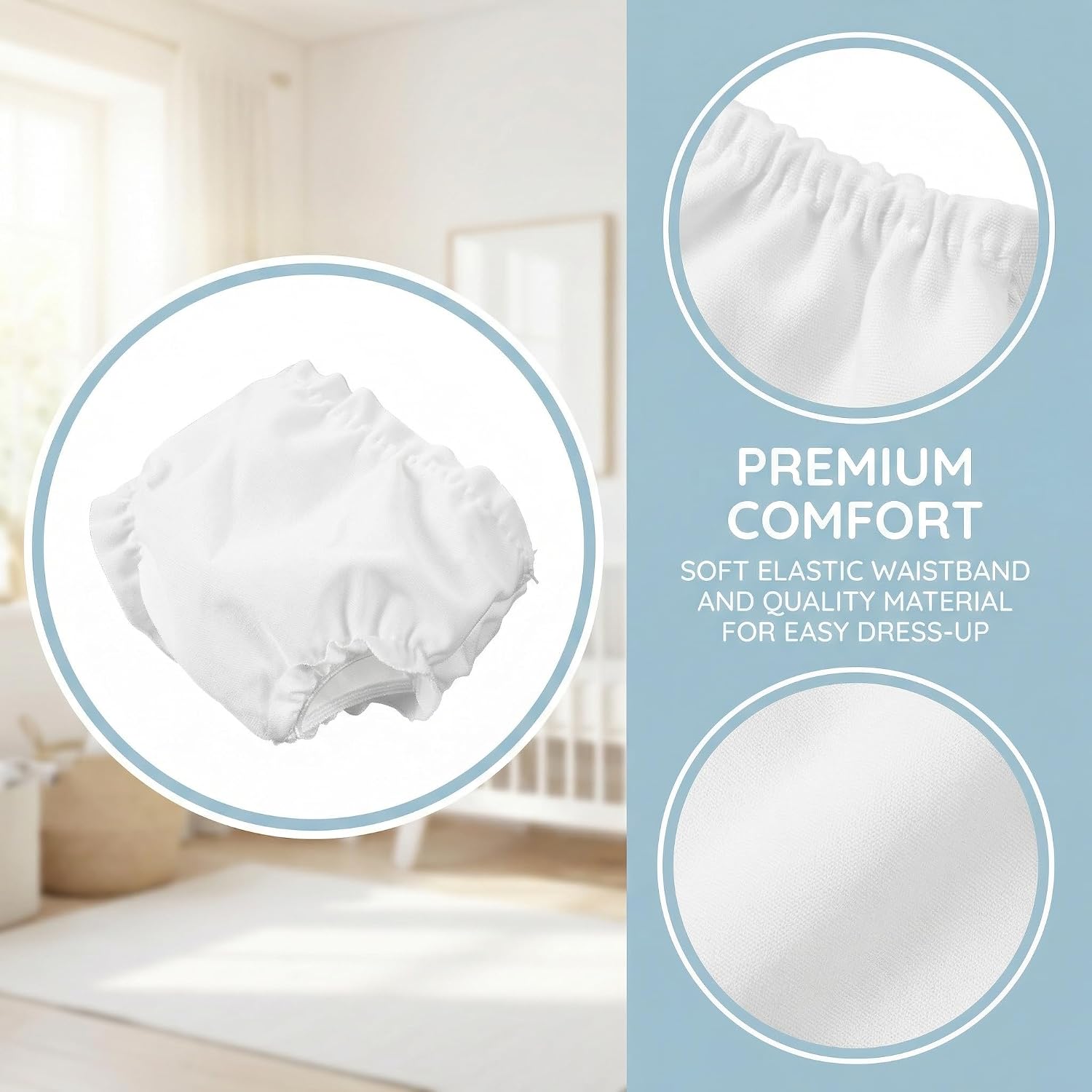 12 Pieces Baby Doll Diapers White Doll Underwear for 5-7 Inch Dolls New Born Baby Reusable Doll Diapers Doll Accessories