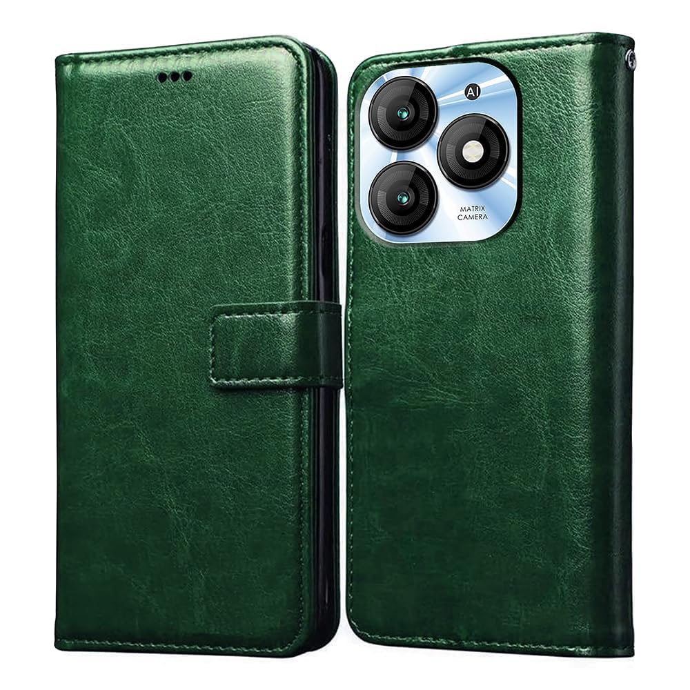 Amazon Brand- Solimo Flip for Itel A70 4G (Leather_Green) (B0CSD3K18K) Amazon Price History, Amazon Price Tracker