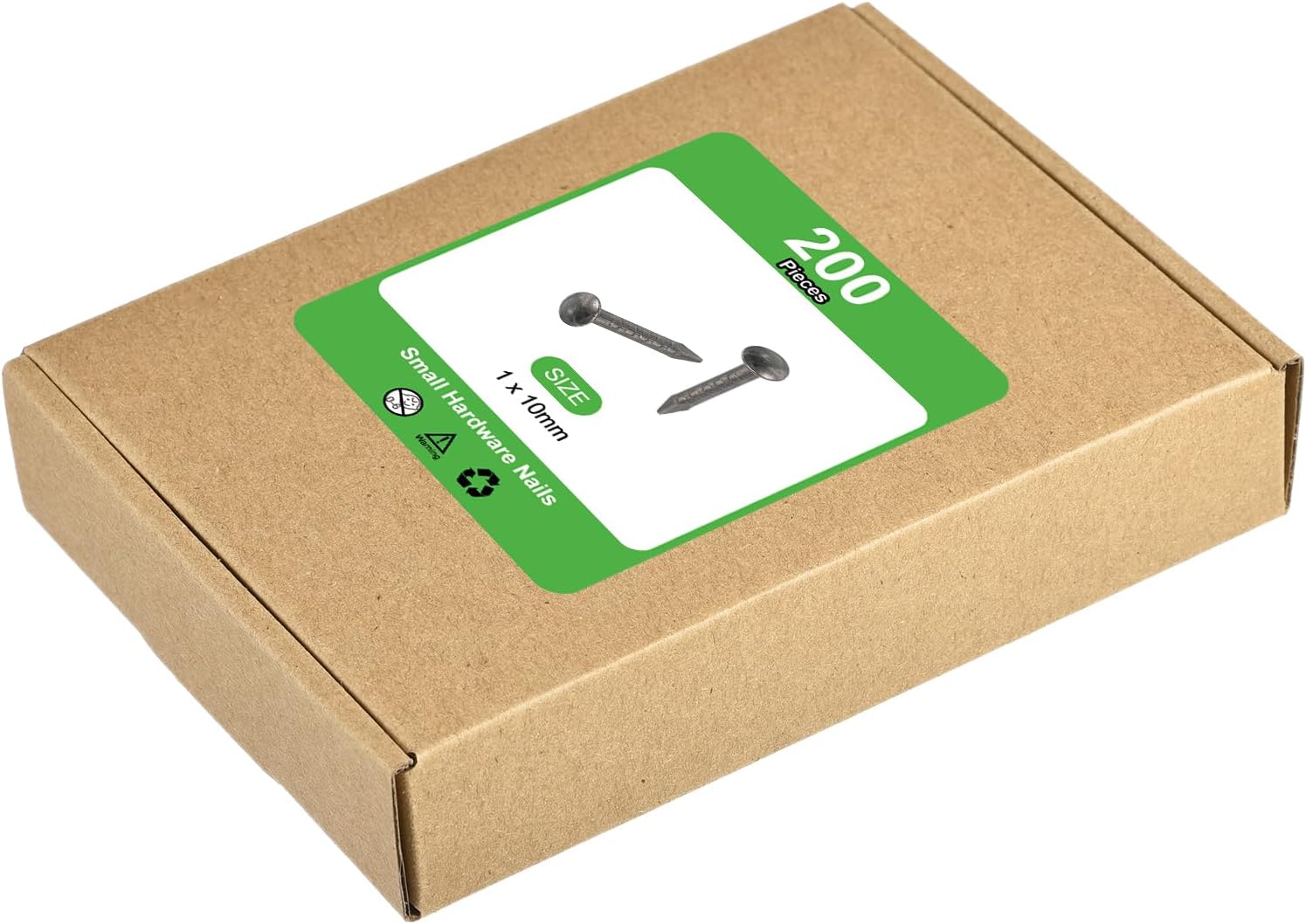 sourcing map 200Pcs Small Hardware Nails, 1 x 10mm Carbon Steel Round Head Nail Common Finishing Nail for Household Woodworking Picture Hanging DIY Projects, Grey