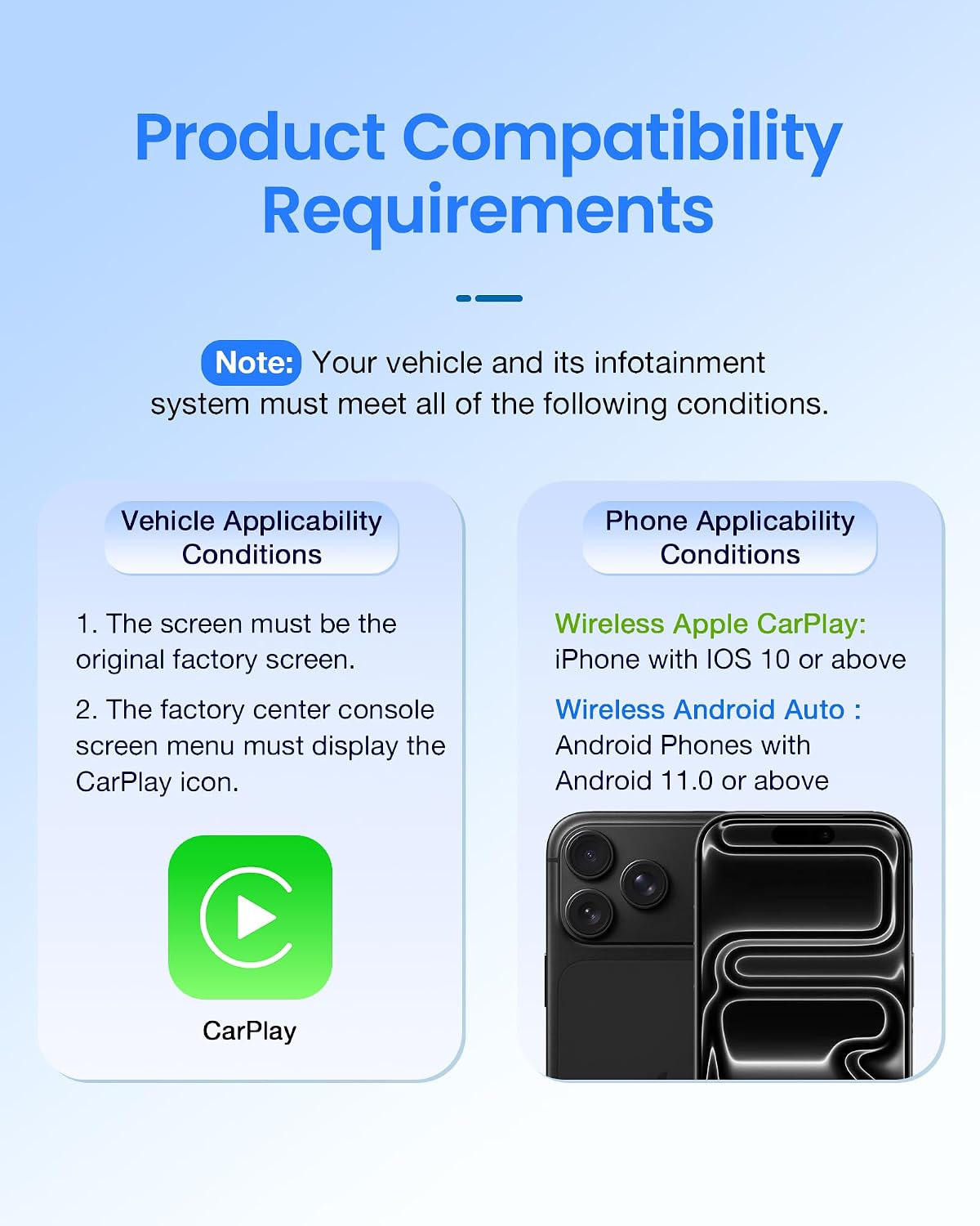 2026 Upgraded Wireless CarPlay Adapter for Apple iPhone, Mini Design, Converts Factory Wired to Wireless Adapter for CarPlay, Plug and Play, Auto Connect Fast and Stable(Only with iPhone)
