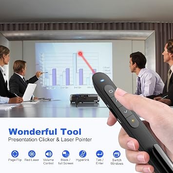 Presentation Clicker for PowerPoint, Wireless Presenter with Volume Control