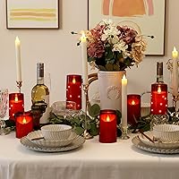 Vista 5 de NURADA Velas sin llama con temporizador remoto: juego de velas falsas de pilar LED de mecha 3D que funcionan con pilas para bodas, cumpleaños, día