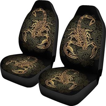 Scorpio Car Seat Covers, Scorpio Seat Covers, Scorpio Zodiac Car Front Seat Covers Set of 2 - Custom Car Seat Protector Scorpion Lover Front Car Cover Gift