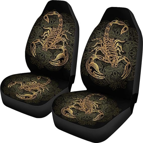 Scorpio Car Seat Covers, Scorpio Seat Covers, Scorpio Zodiac Car Front Seat Covers (Set of 2) - Custom Car Seat Protector Scorpion Lover Front Car Cover Gift