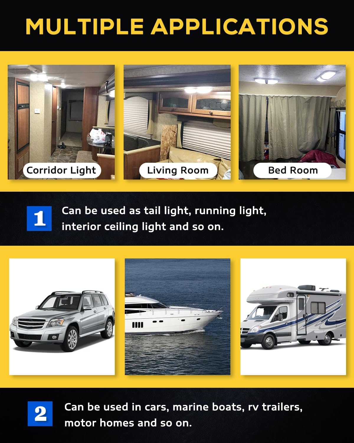 Alopee 1076 LED Bulb 10-30V DC/AC Universal - Bright White 5050 18SMD for RV/Camper/Marine/ATV (1142/1004/BA15D) - Interior Lights, Turn Signal & Navigation Bulbs, 10-Pack