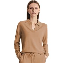 GreenMount Women's Deep V-Polo Casual Loose Cashmere Sweater Pullover Lapel Long Sleeve for Women Keep 37.5  Warm