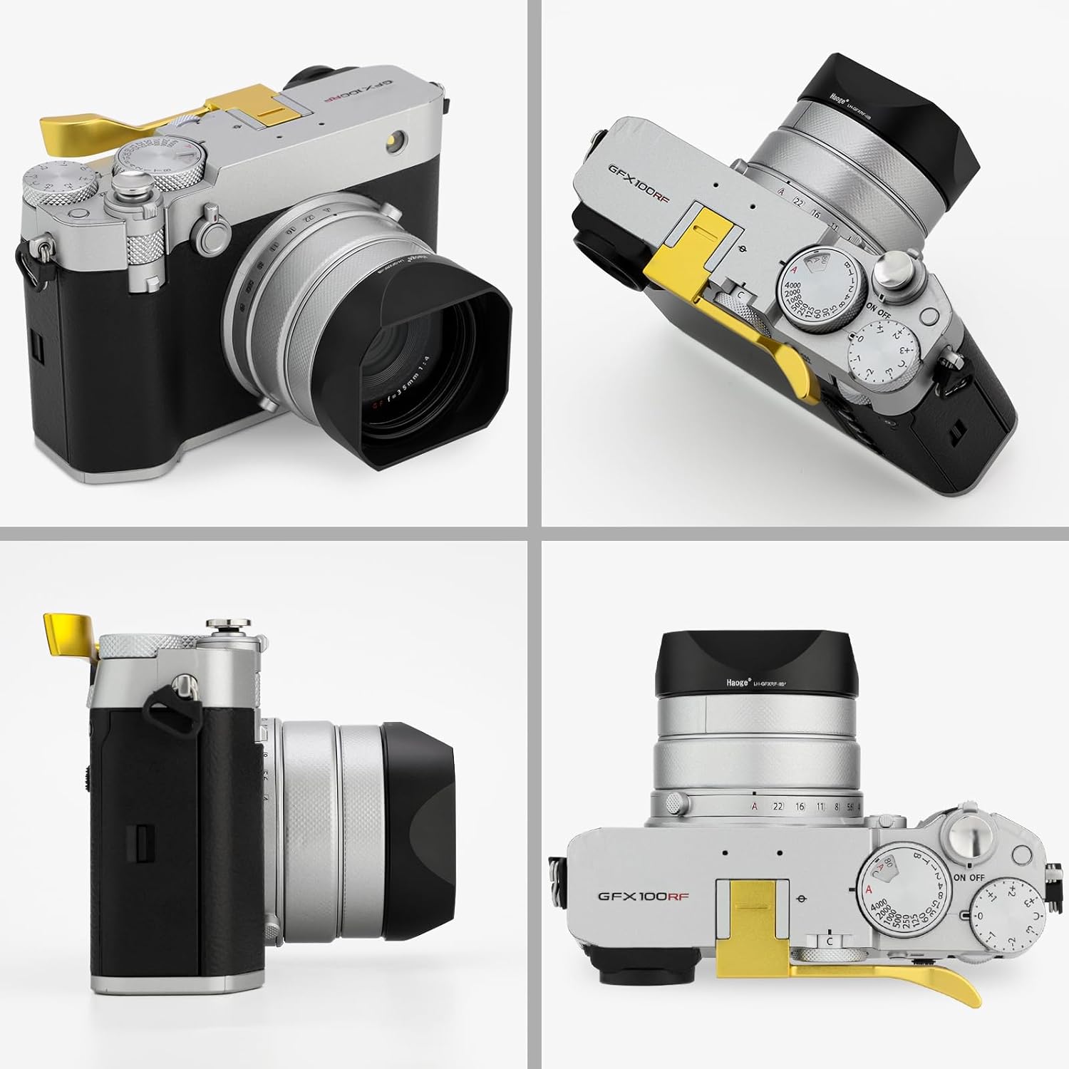 Haoge Square Metal Lens Hood for Fujifilm GFX100RF Camera Accessories Bayonet Black LH-GFXRF-IIB+Cap-GFXRF-II