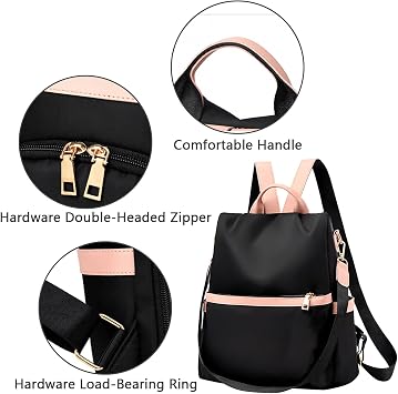 Backpack Purse for Women, Anti Theft Backpack Fashion Backpack Purse, Womens Backpack Purse Cute Backpacks, Travel Backpacks Satchel Handbags Ladies Shoulder Bags Multi Purpose Design (Black)