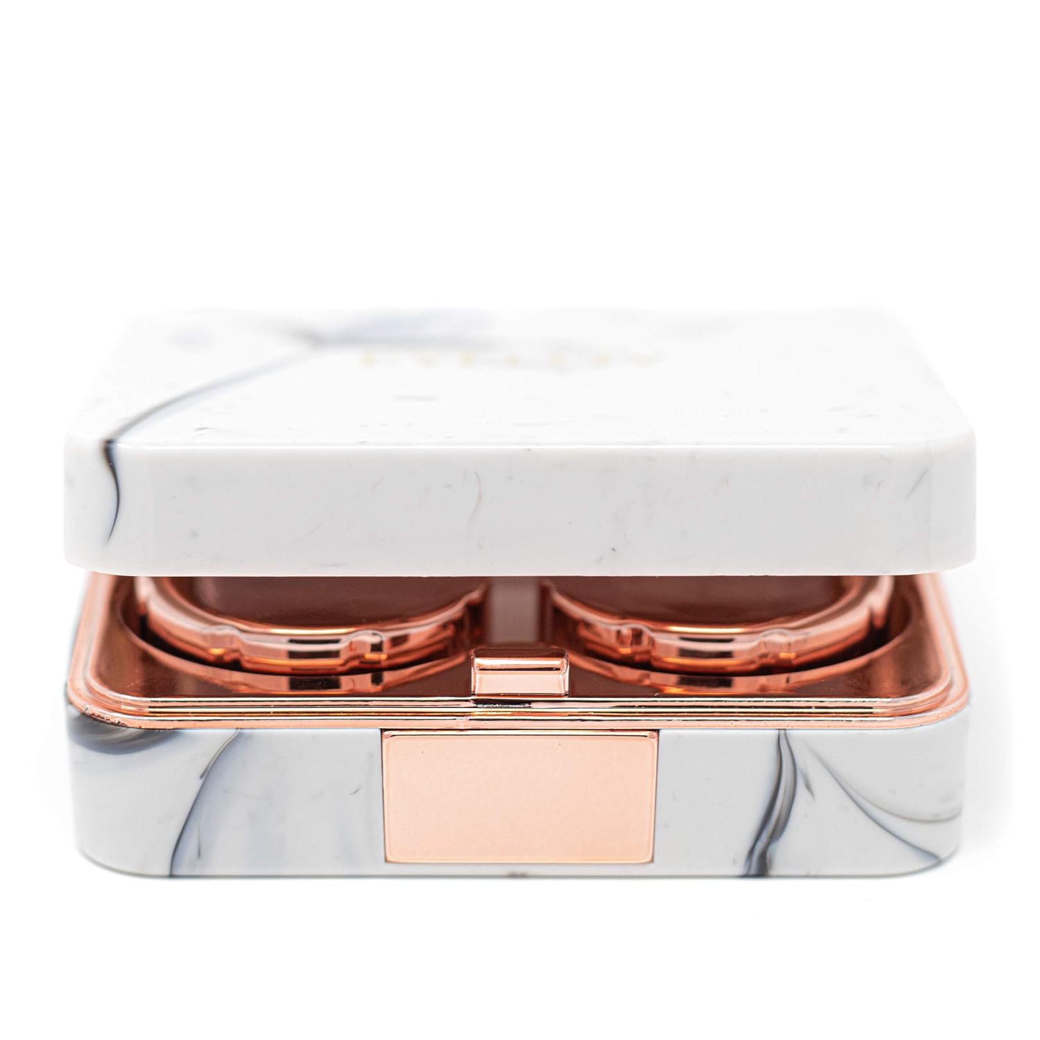 EYELOV Travel Case, Cute Marble Mini Contact Lens Kit Holder Container Includes Contact Lens Remover Tool with Bottle and Tweezers (Rose Gold)