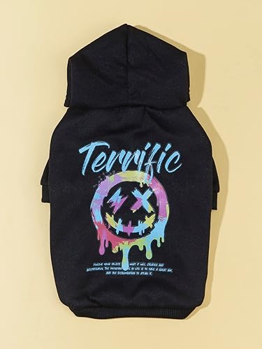 Miniatura 7 de QWINEE Sudadera con capucha para perro, sudadera elegante para perros, gatos, gatitos, cachorros, perros pequeños, medianos y grandes, color negro, S