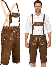 Lederhose Herren I 100% Echtleder I Trachtenhose mit Trägern I Ideal für Dein Oktoberfest Outfit I Traditionelle Trachtenlederhose für Herren I Braun, Dunkelbraun, Schwarz Gr. 44-72