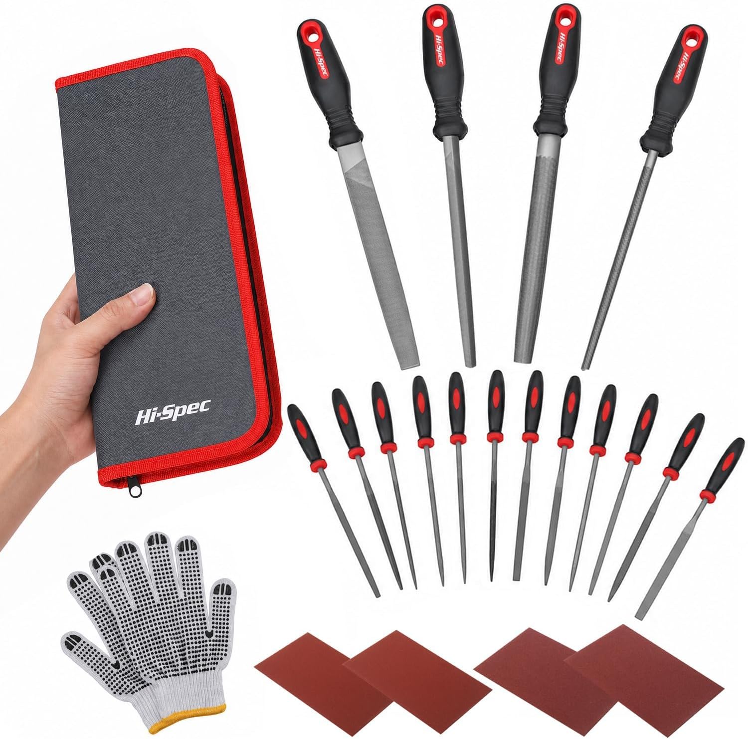 Hi-Spec 16Pc Needle File Set for Metalwork, Woodwork, Jewellery & More