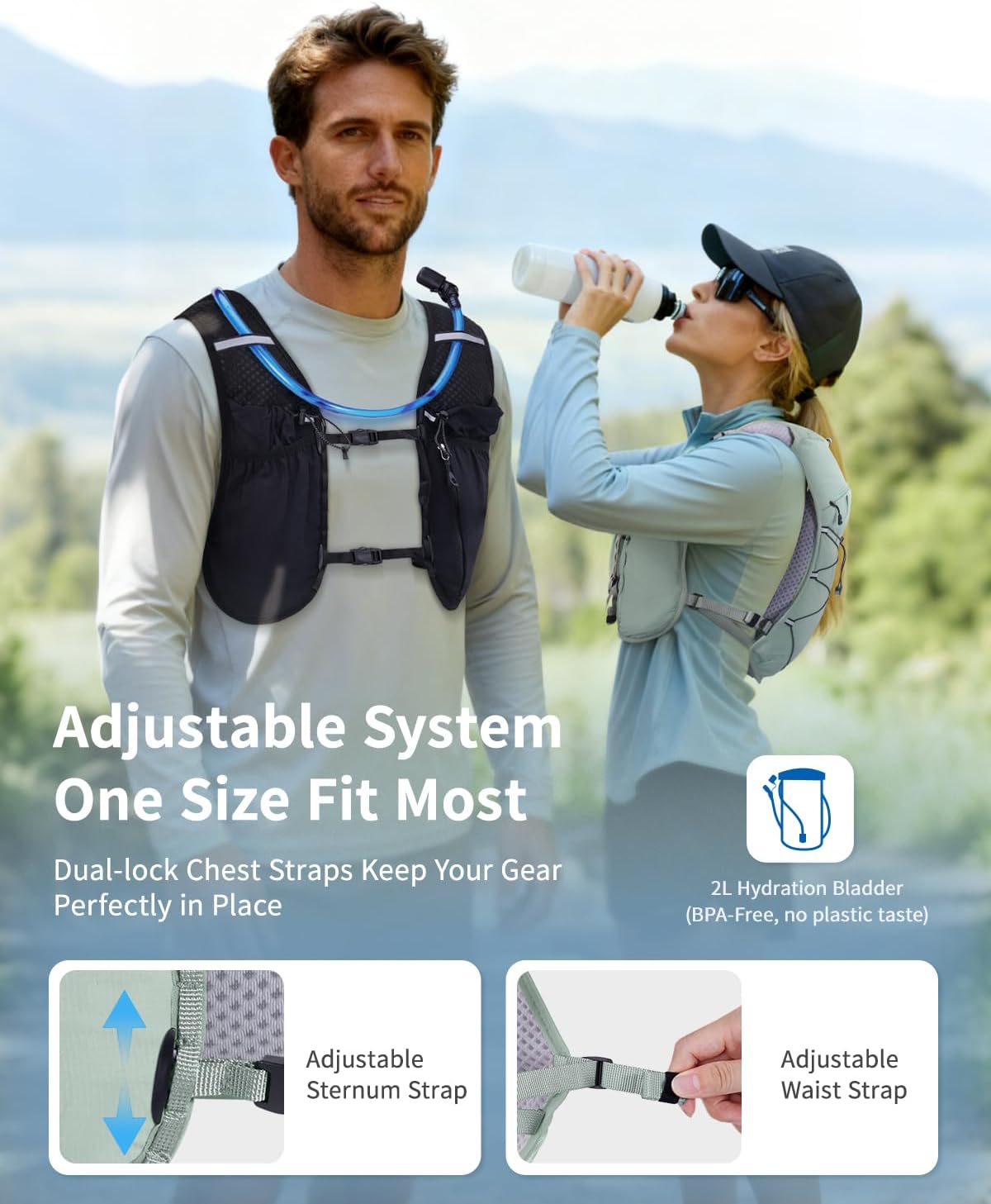 ECOHUB Running Hydration Vest Backpack, Lightweight Hydration Pack Bag Daypack for Hiking Cycling Marathon Backpack Vest for Women Men (No Bladder Included)