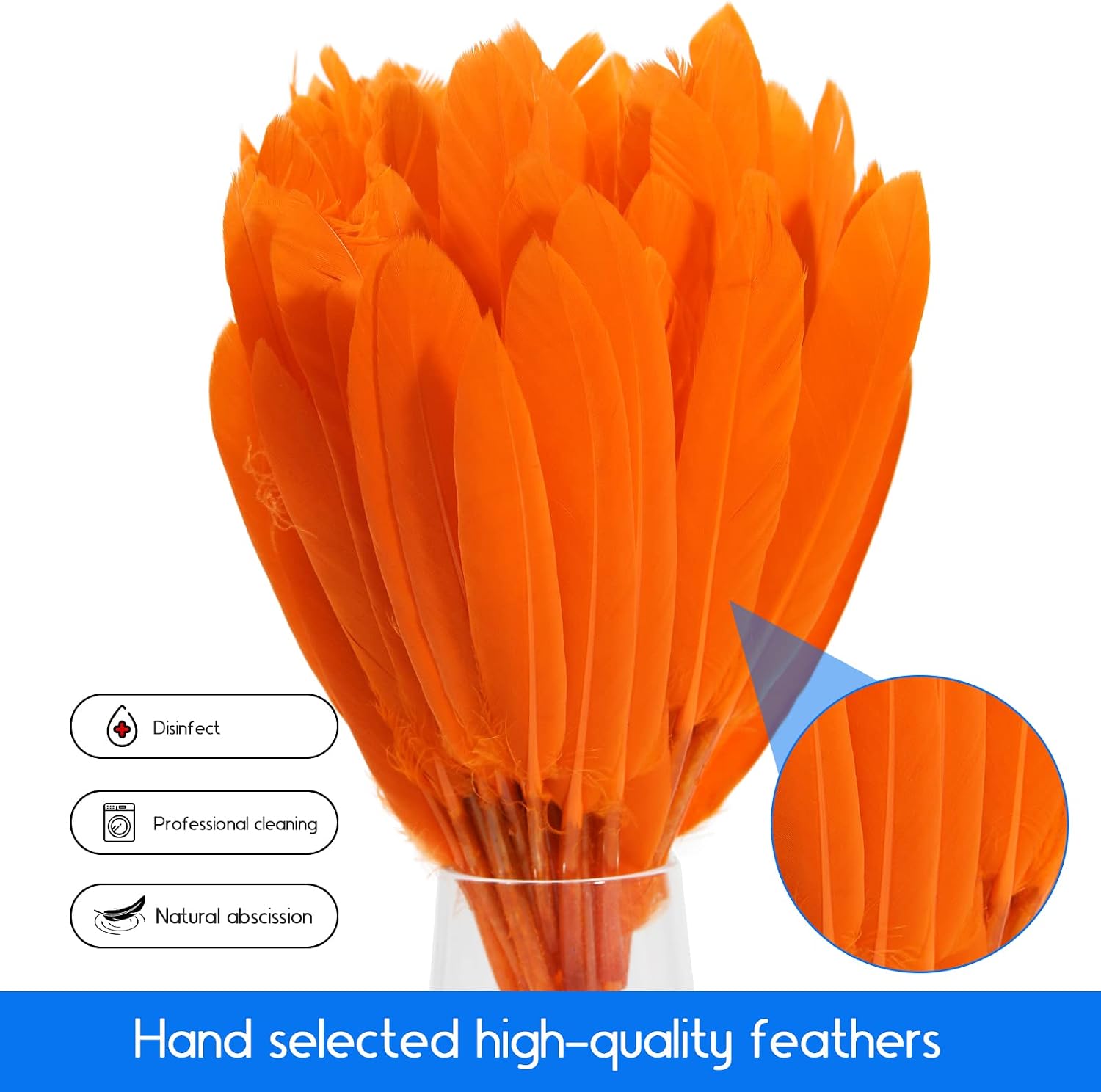 FeelfunFeather 120pcs Orange Goose Cochettes Feather Natural Bulk 4-6 inch 10-15cm for Wedding Party Christmas Halloween Decorations DIY Crafts Goose Cochettes Feather image 3