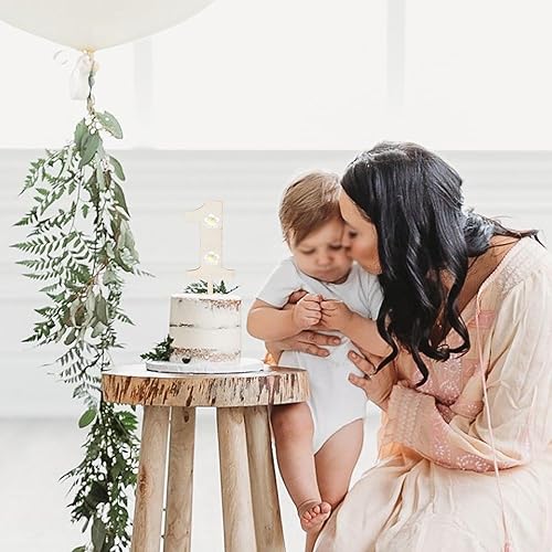 Miniatura 7 de 4 piezas de decoración de pastel de 2 cumpleaños de margaritas de madera número 2 para pastel de cumpleaños bohemio retro Groovy Party Baby Shower