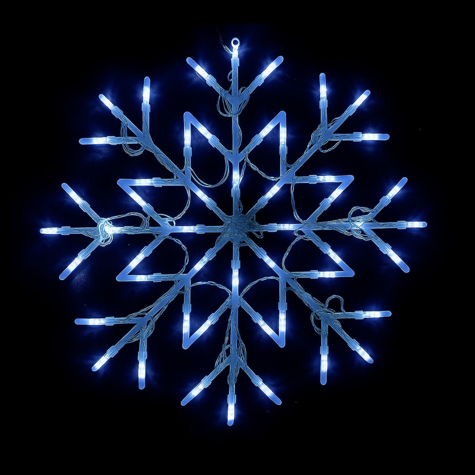 DUAS 50 LED Snowflake Fairy Lights – Colour-Changing Christmas Window Decoration – Battery-Powered Hanging Star Lights for Indoor Festive, Party, and Wedding Decor (Cool White)