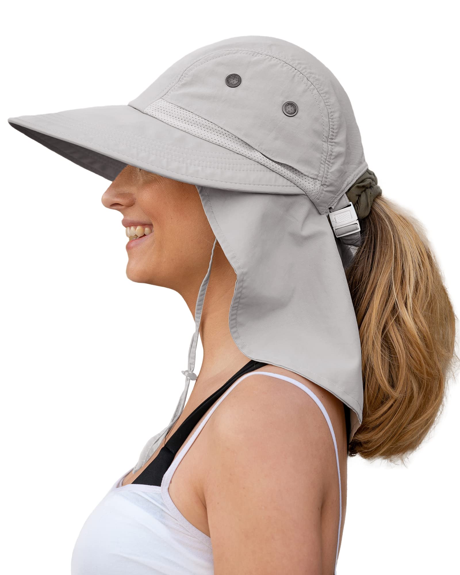 Womens Fishing Hiking Hat 100% Nylon Wide Brim Sun Hat Neck Flap UPF50+ UV Sun Protection Hat