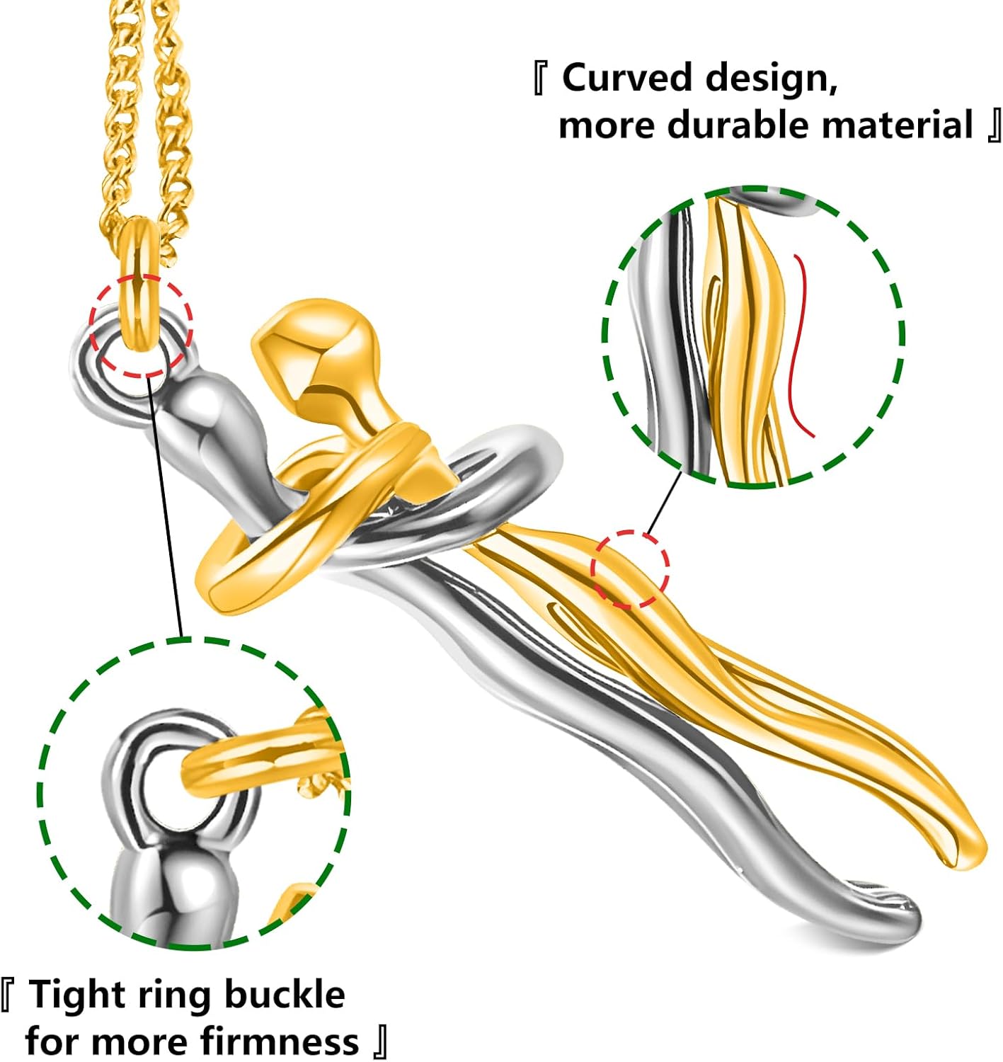 Couple Hug Necklace Gift for Boyfriend and Girlfriend Soulmate Couple Promise Cute Pendant Hugging Love Pendant Personality Jewelry - Image 3