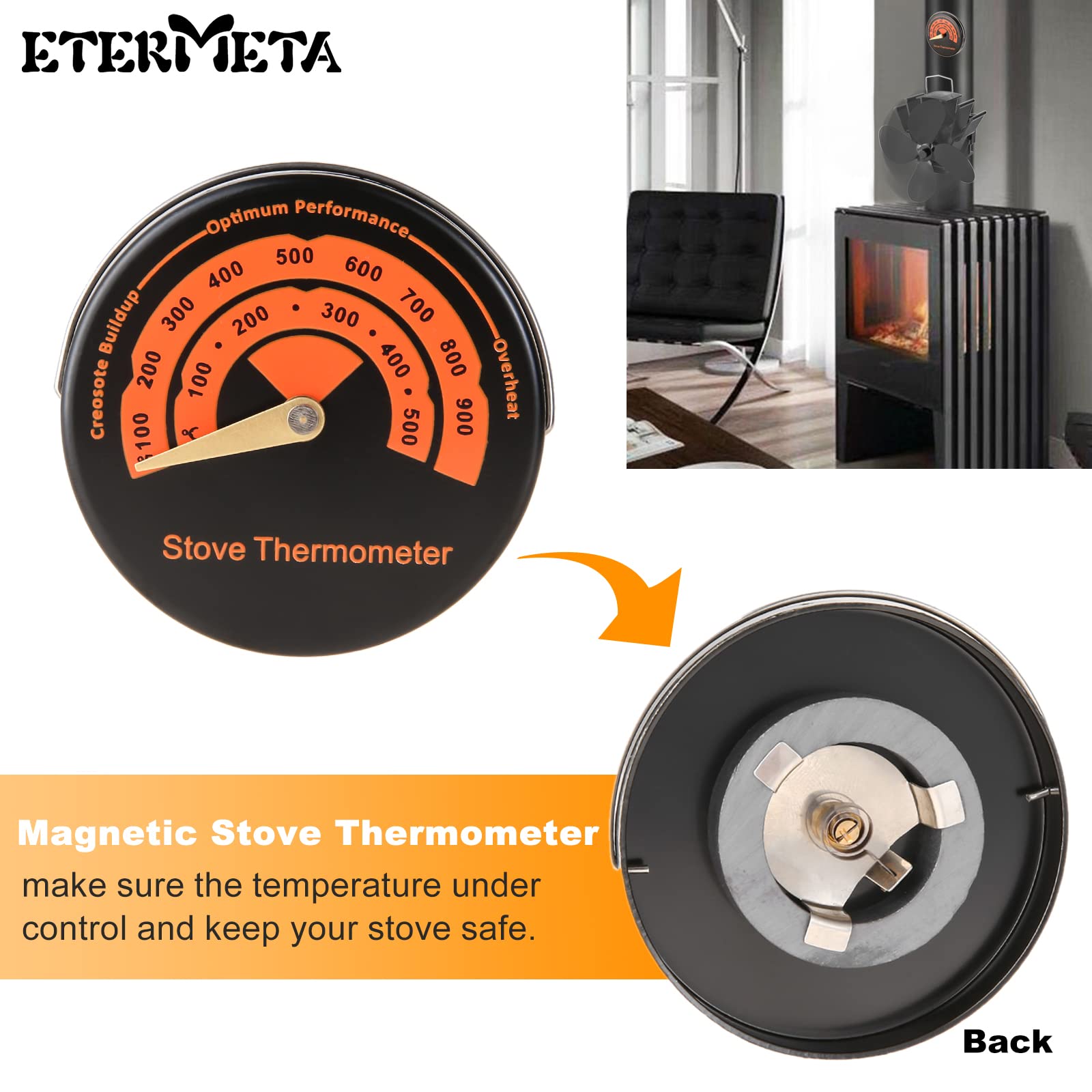 4 Blade Stove Fan, Heat Activated Fan. Large Fans for Wood Stove with  Thermometer for Wood/Log Burner/Fireplace : Amazon.ca: Tools u0026 Home  Improvement
