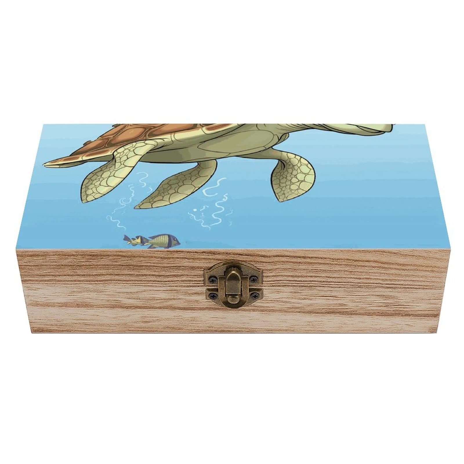 Boîte de rangement en bois sculpté de tortues de mer pour bijoux