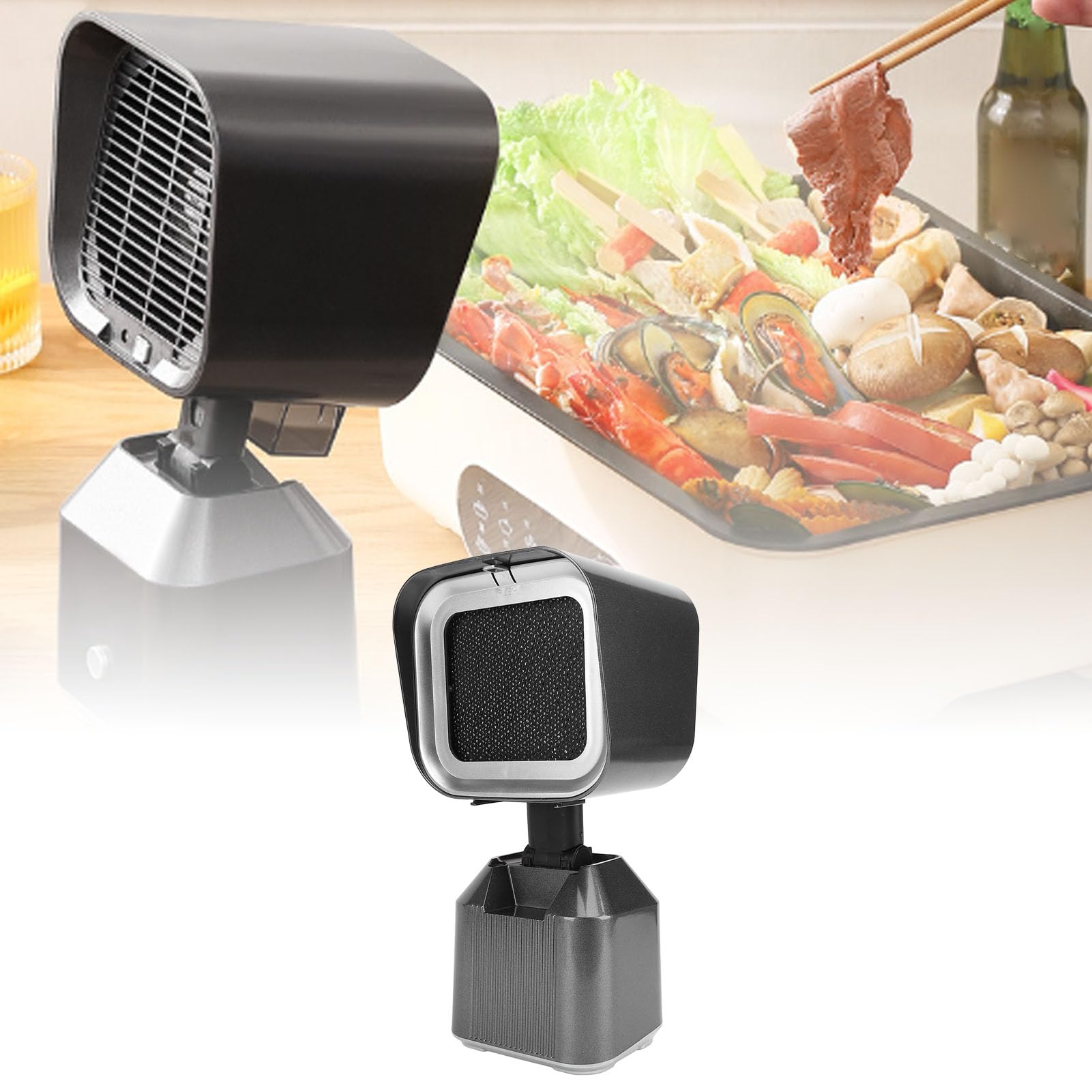 Ejoyous Mini hotte aspirante portable pour steak, barbecue, camping, recirculation, hauteur d'angle réglable, 2 vitesses, prise européenne
