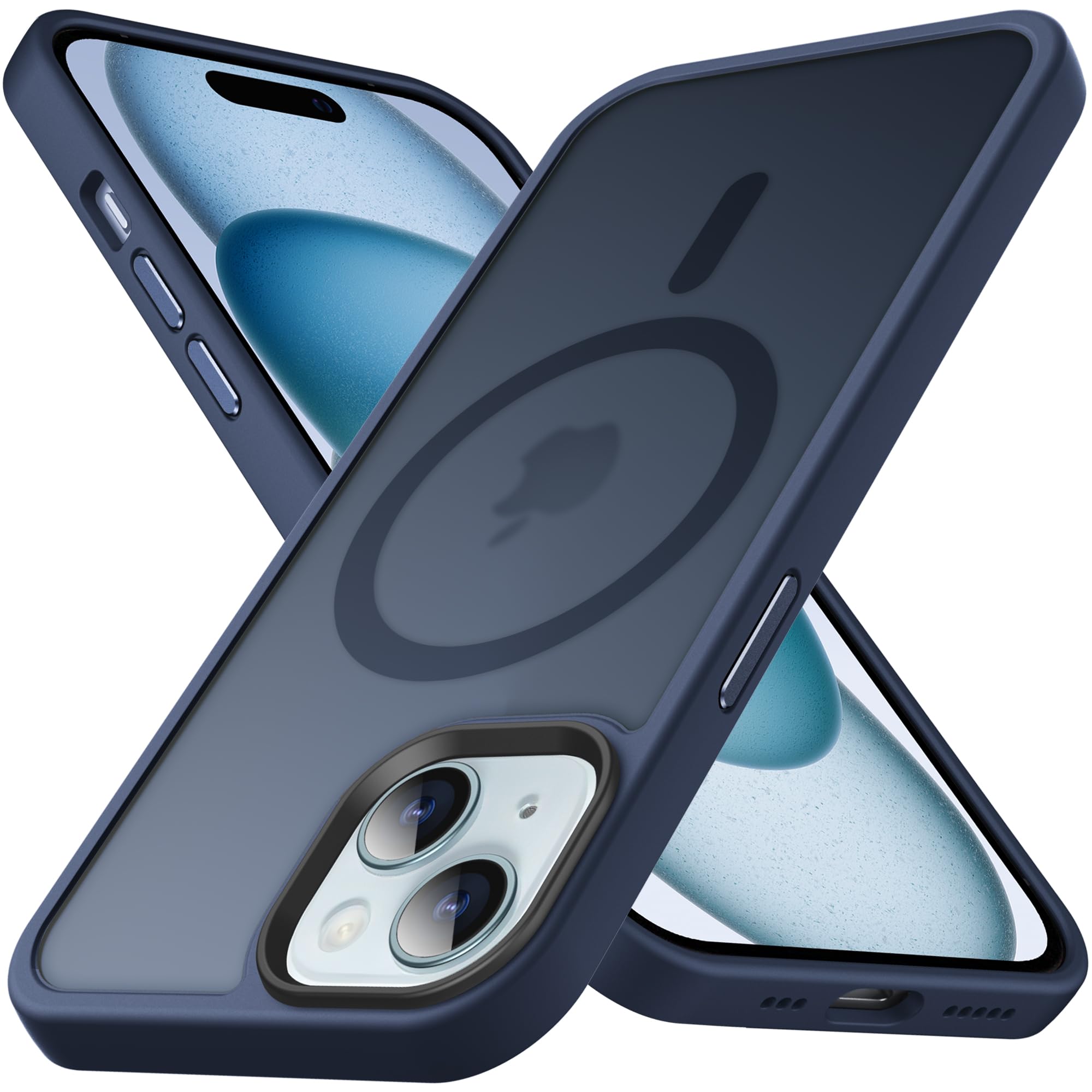 Anqrp Magnetic for iPhone 15 Case [Military Grade Protection] Compatible with MagSafe Shockproof Translucent Hard Slim Soft Silicone TPU Bumper, Protective Phone Cover for iPhone 15 6.1", Blue