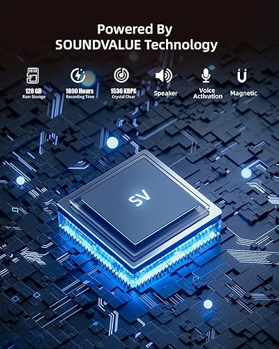 Miniatura 2 de Dispositivo de grabación activado por voz de 128 GB con altavoz, cancelación de ruido DSP y sonido cristalino, grabadora de voz magnética SOUNDVALUE