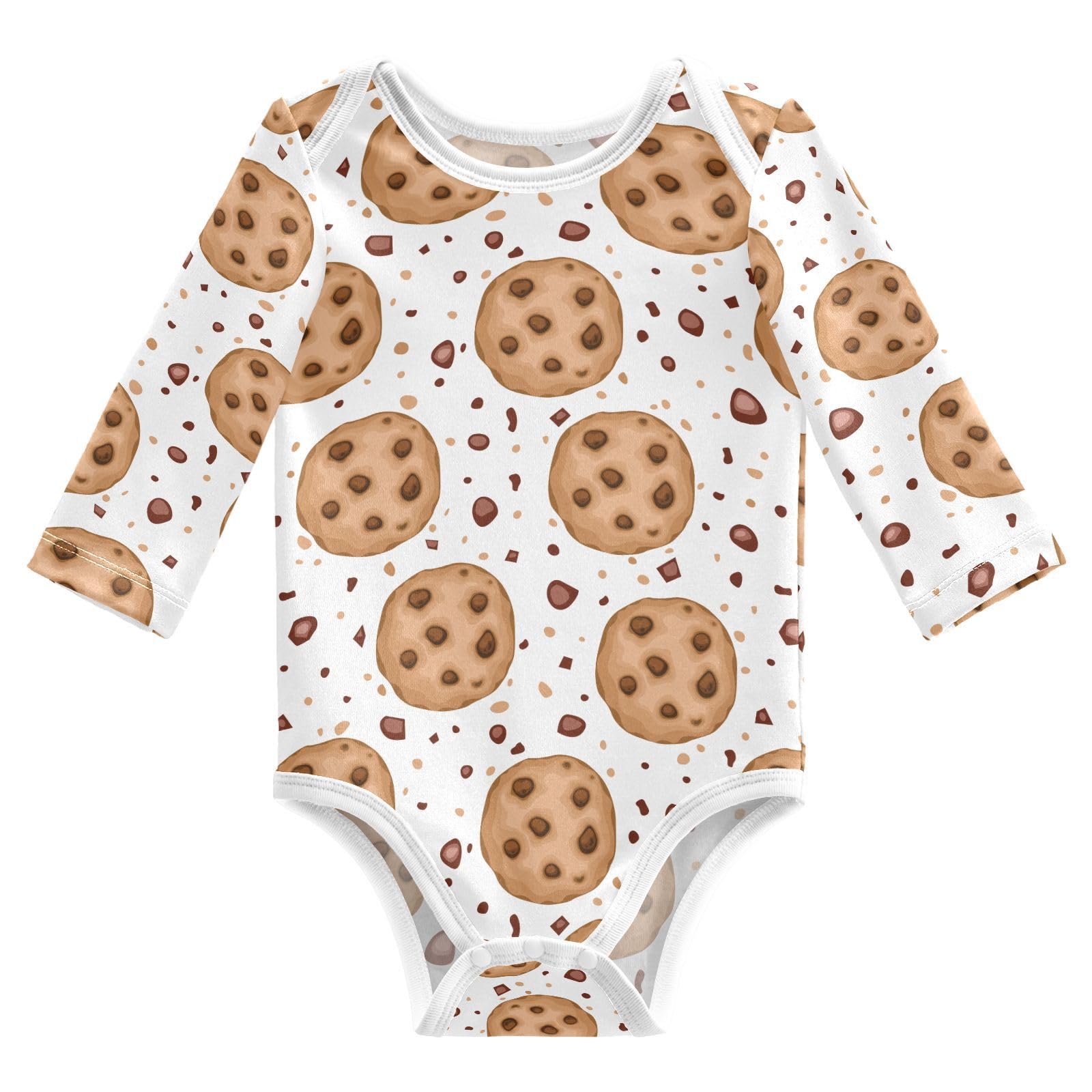JHKKU Chocolate Chip Cookies Bodysuit for Baby Cotton Long Sleeve for Baby Boys Girls, 3 Months