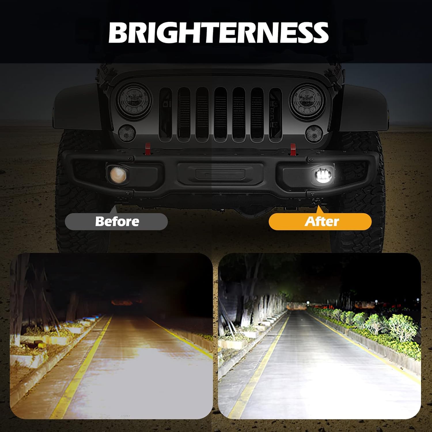 Reflektor przeciwmgielny, 4 cale, 30 W, LED, przedni zderzak, światło przeciwmgielne, uniwersalne do wszystkich modeli Wrangler, 1 para, kolor czarny
