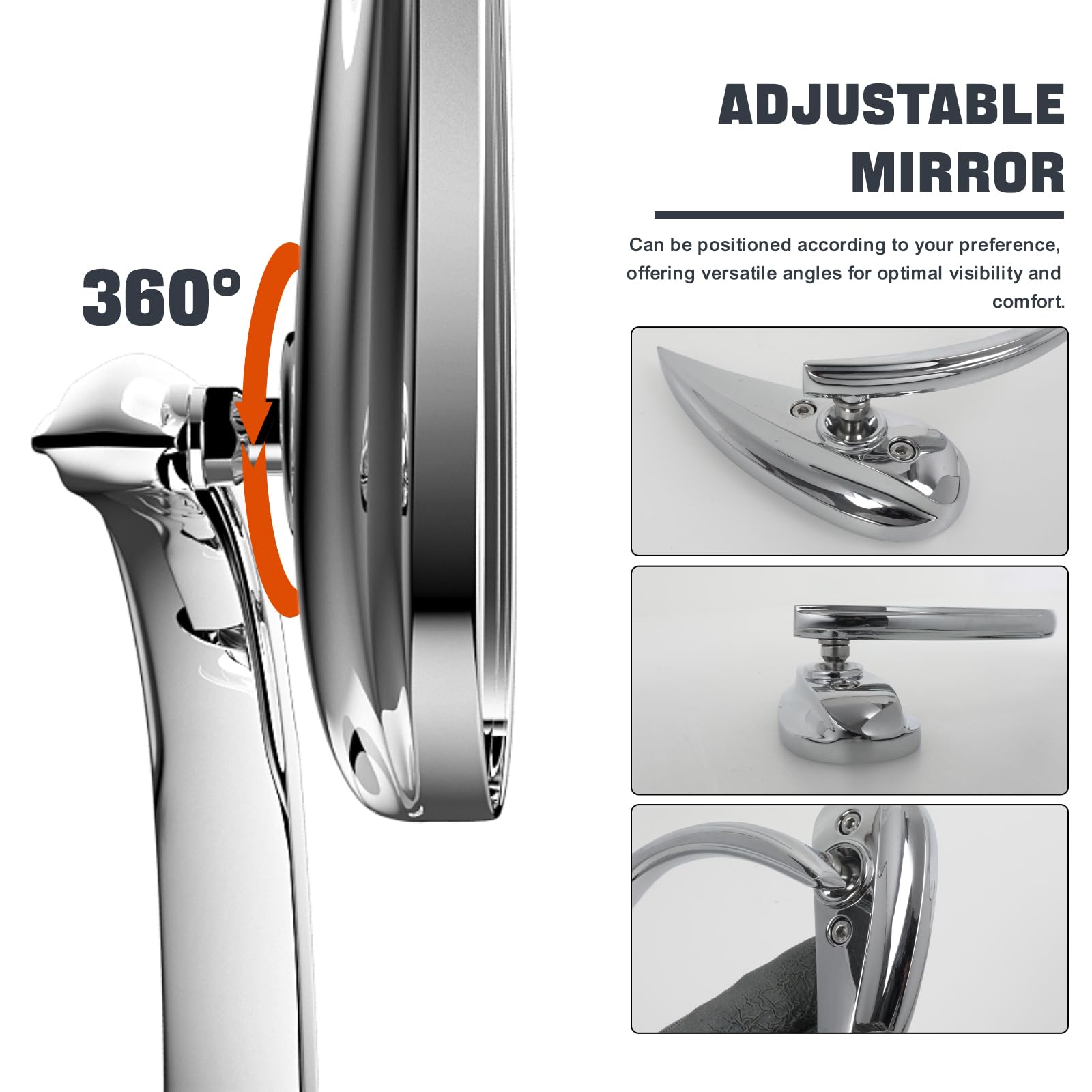 Specchietti Moto A Forma Di Goccia Per Harley - Regolabili 360° - Compatibili Con Sportster, Softail, Touring - Foto 5