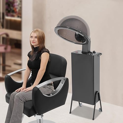 Miniatura 3 de Secador de pelo, 1200 W, profesional, independiente, con capucha, con ruedas, soporte para secador de pelo, 3 ajustes de temperatura para