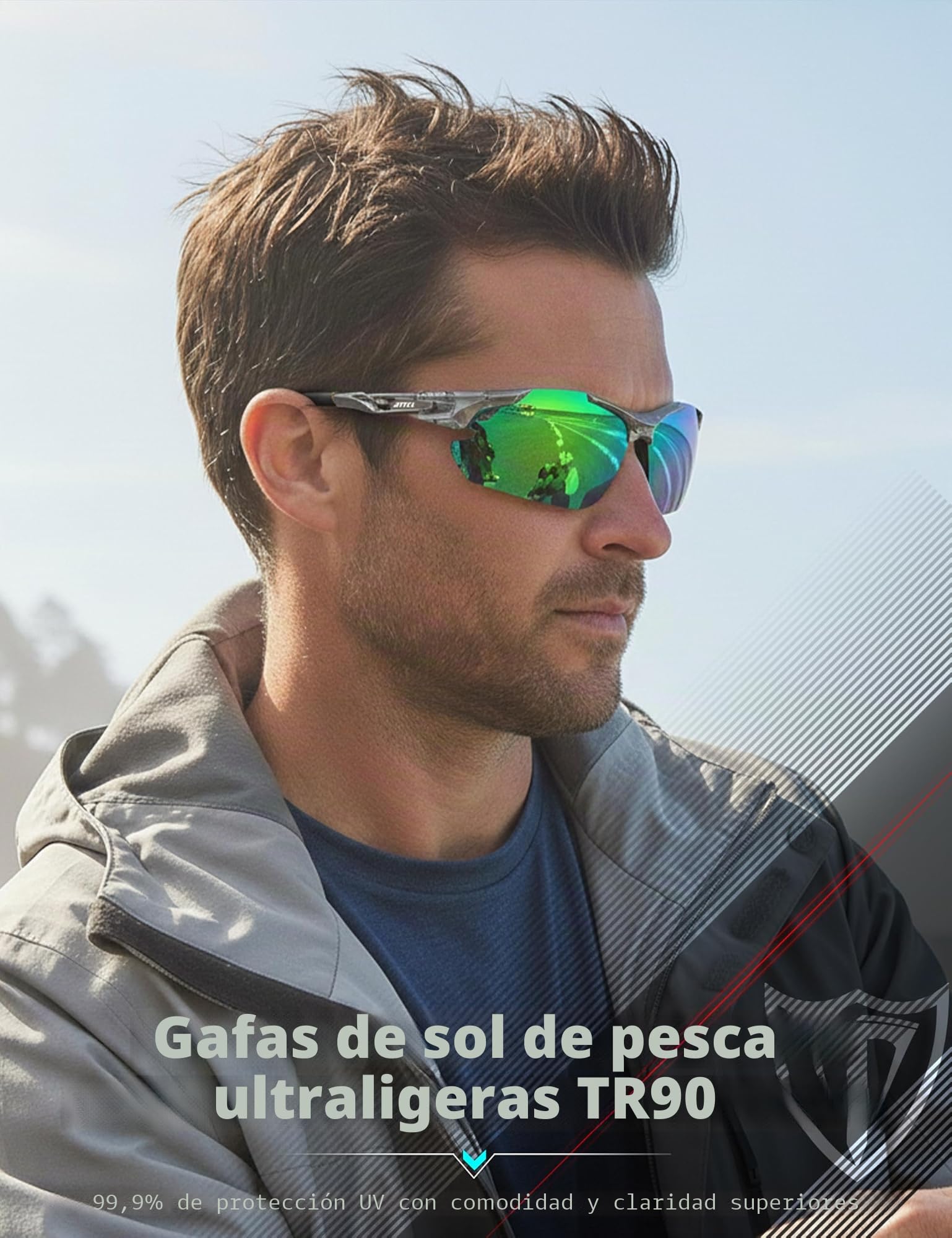 ATTCL Hombre Gafas de sol Polarizado Al-Mg Metal Super Ligero Marco UV400 CAT 3 CE