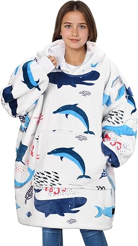 Miniatura 10 de Solaris Manta Ponible con Capucha de Unicornio Rosa para Niños - Regalo Cálido y Suave, Sudadera Pullover de Forro Polar Sherpa Acogedora de Gran